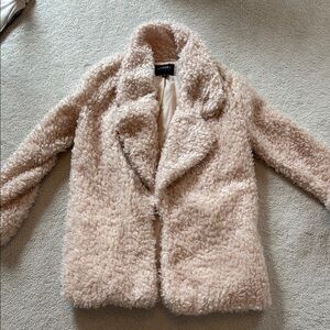 Cream Faux Fur Jacket - Size small